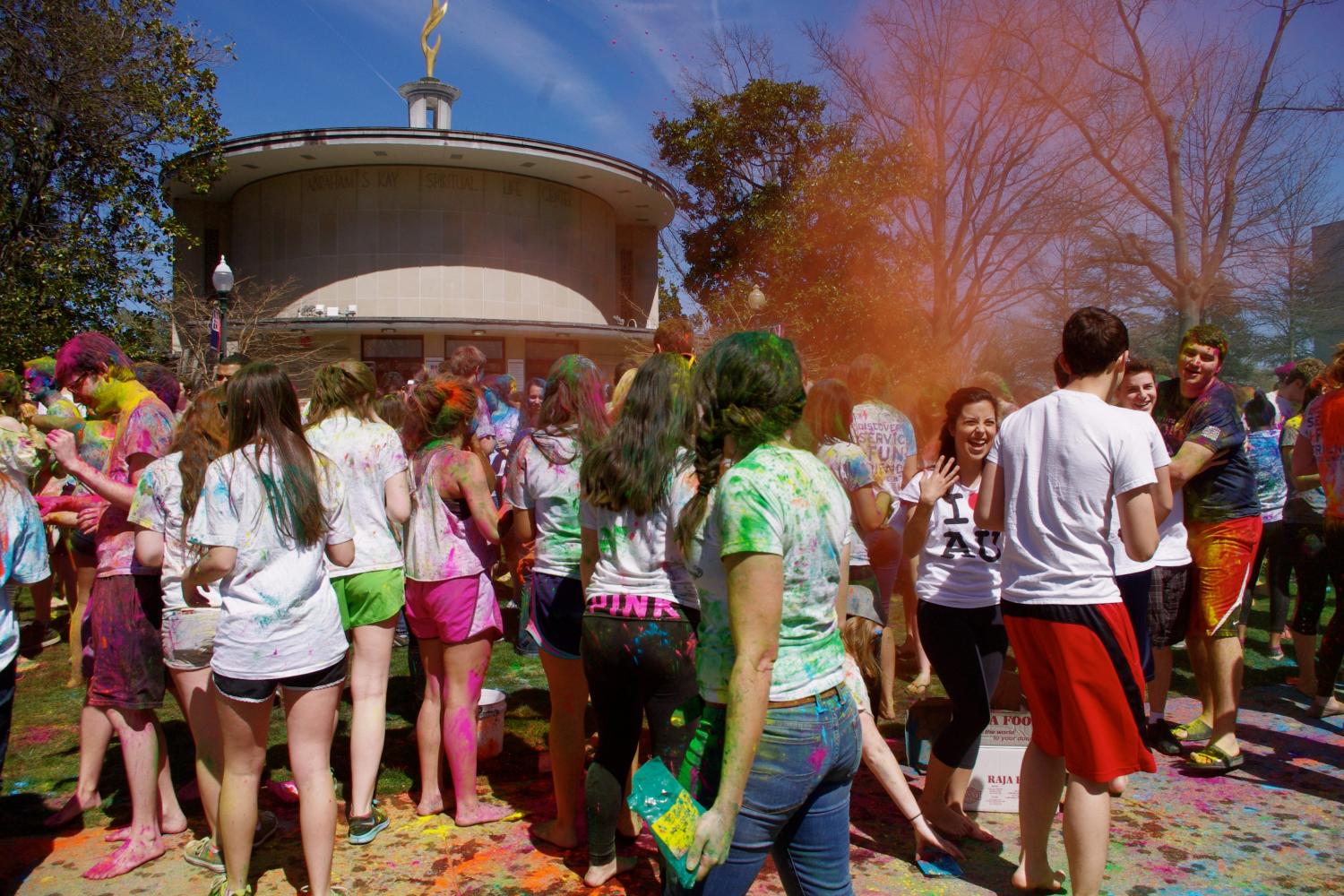 Holi originated in Hindu tradition but has become a trend on college campuses, including at AU on April 6.