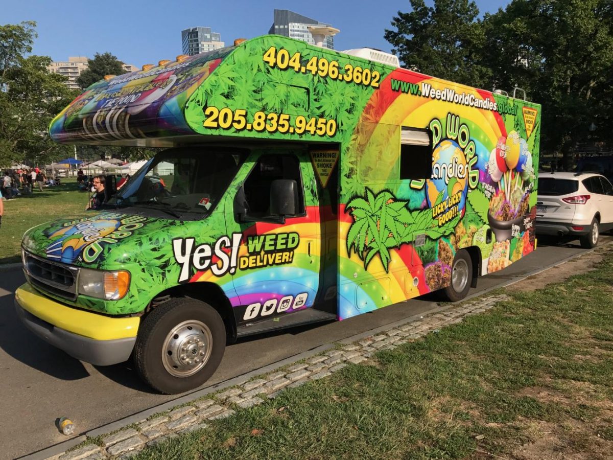 A food truck at the Boston Freedom Rally.