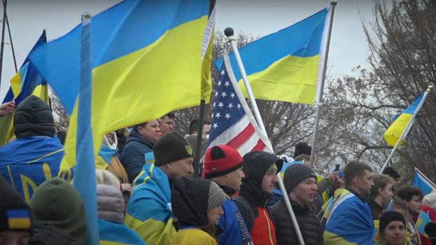 Protestors support Ukraine on anniversary of invasion