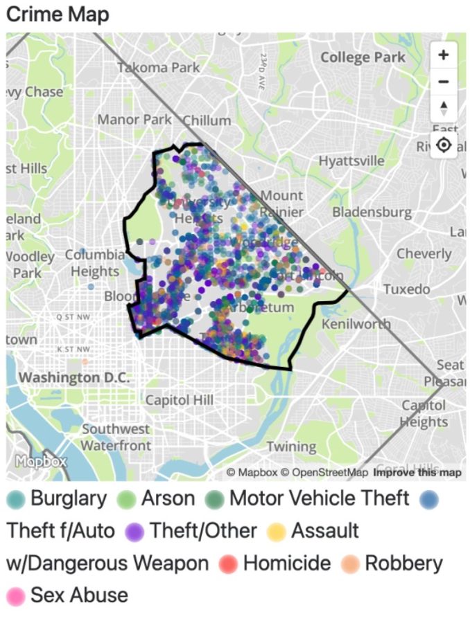 Metropolitan Police Department’s Fifth District Crime Map in the last year to date, “DC Crime Cards.” Dc.gov, 2023