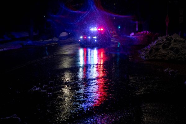 A Metropolitan Police Department car sits on Massachusetts Avenue on Feb. 6.