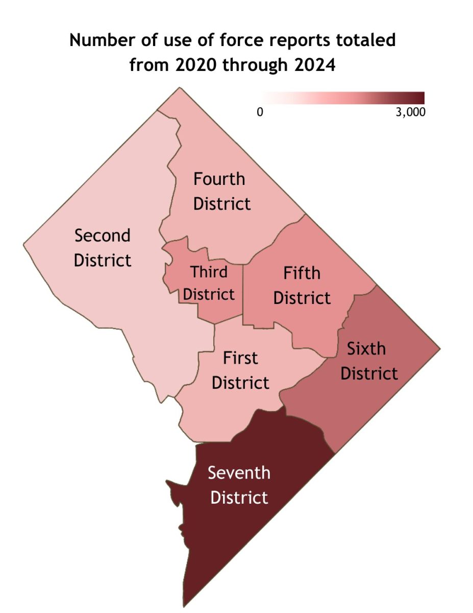 MPD officers used force in the Sixth District and Seventh District more than in other districts between 2020 and 2024, according to AWOL's analysis of MPD's use of force data. 